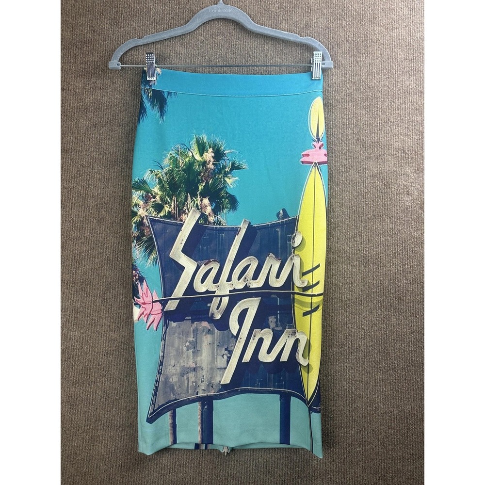 Tenax Skirt Womens 42 Blue Floral Midi Straight Pencil Lined Slit Made In Italy